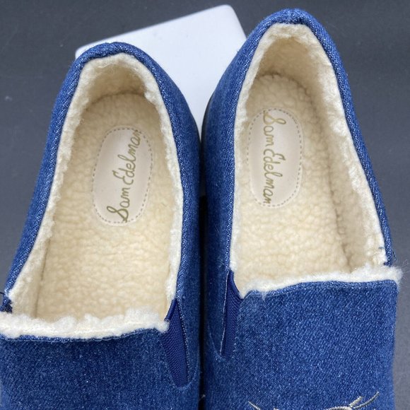 Sam Edelman Flat Denim Shoes Holy Cow Embroidery Blue Color Size 4 - Picture 4 of 10